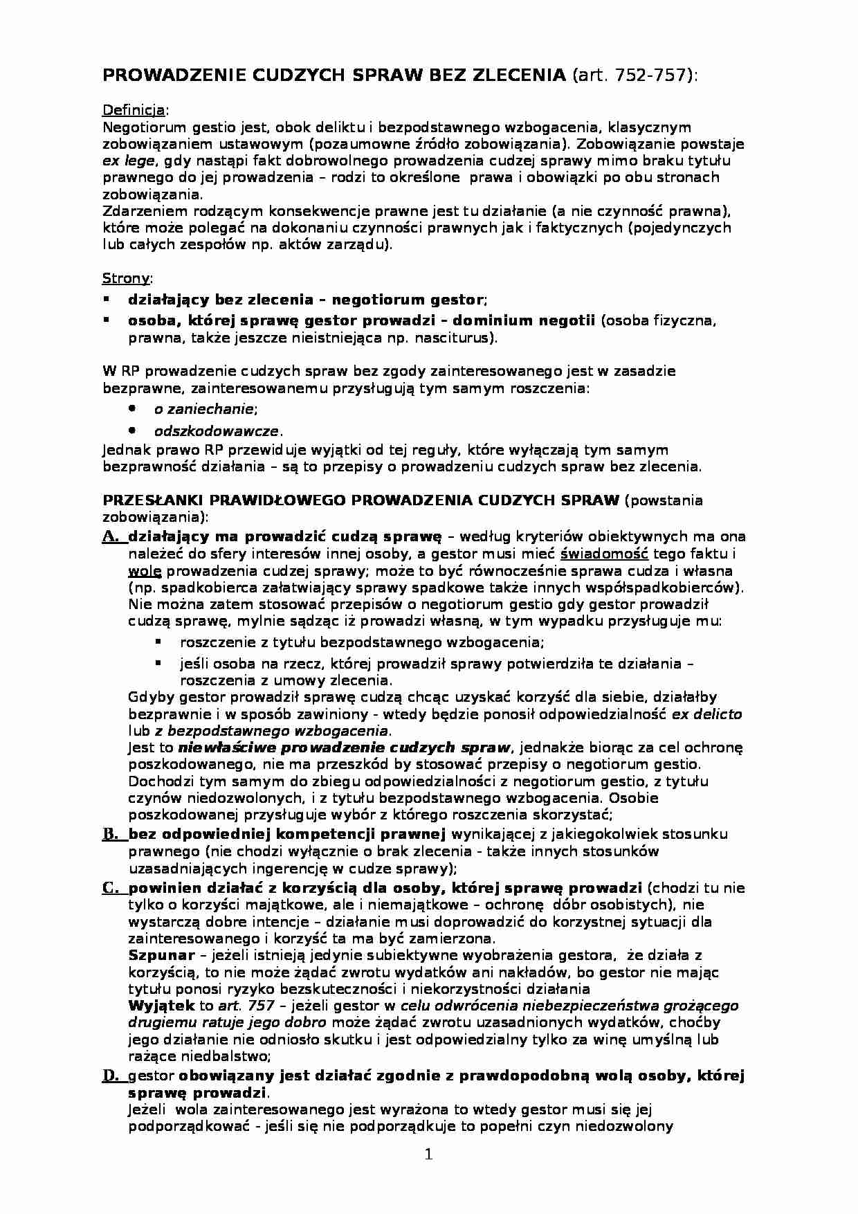 Negotiorum gestio - strona 1