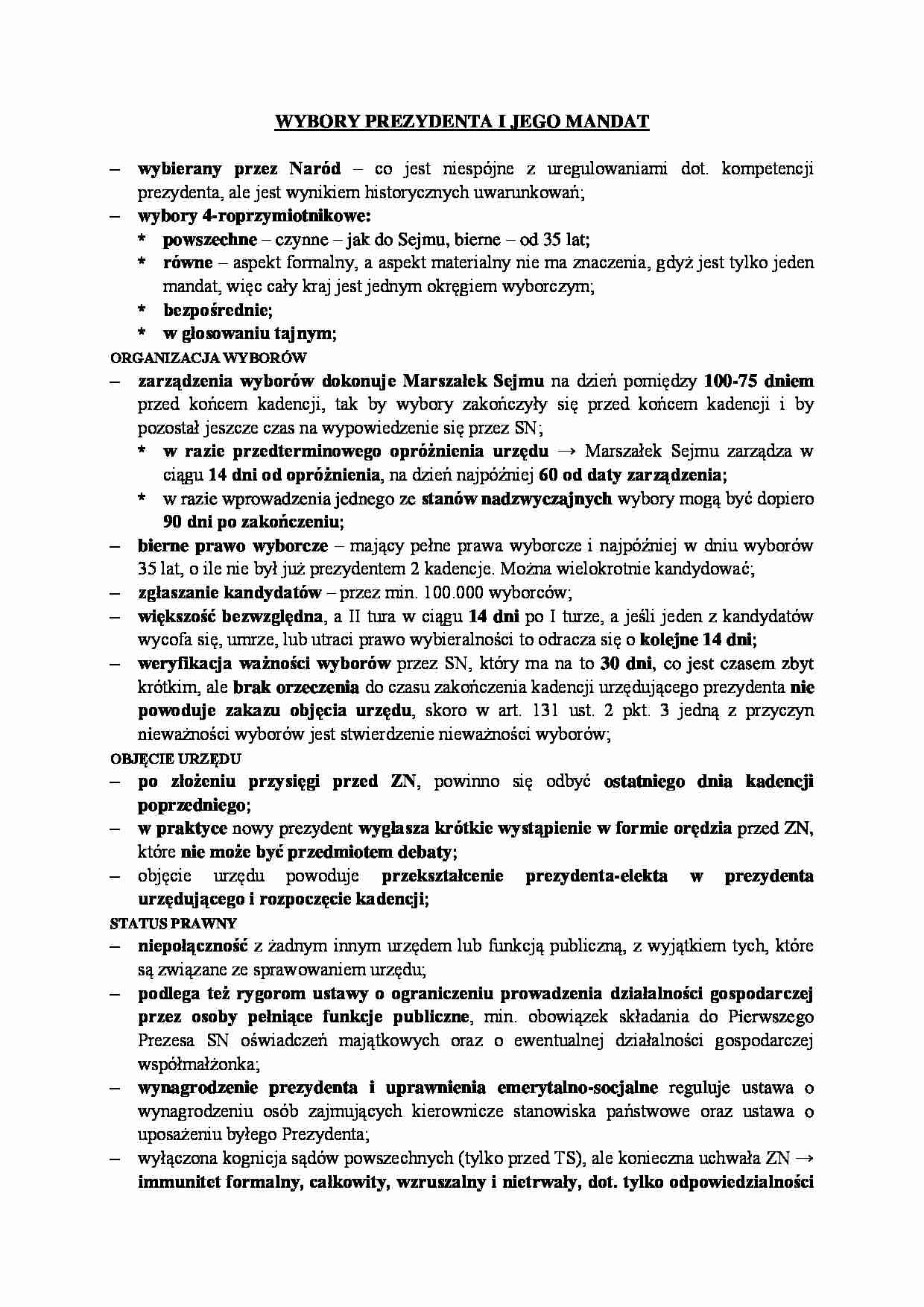 Wybory prezydenta i jego mandat. - strona 1