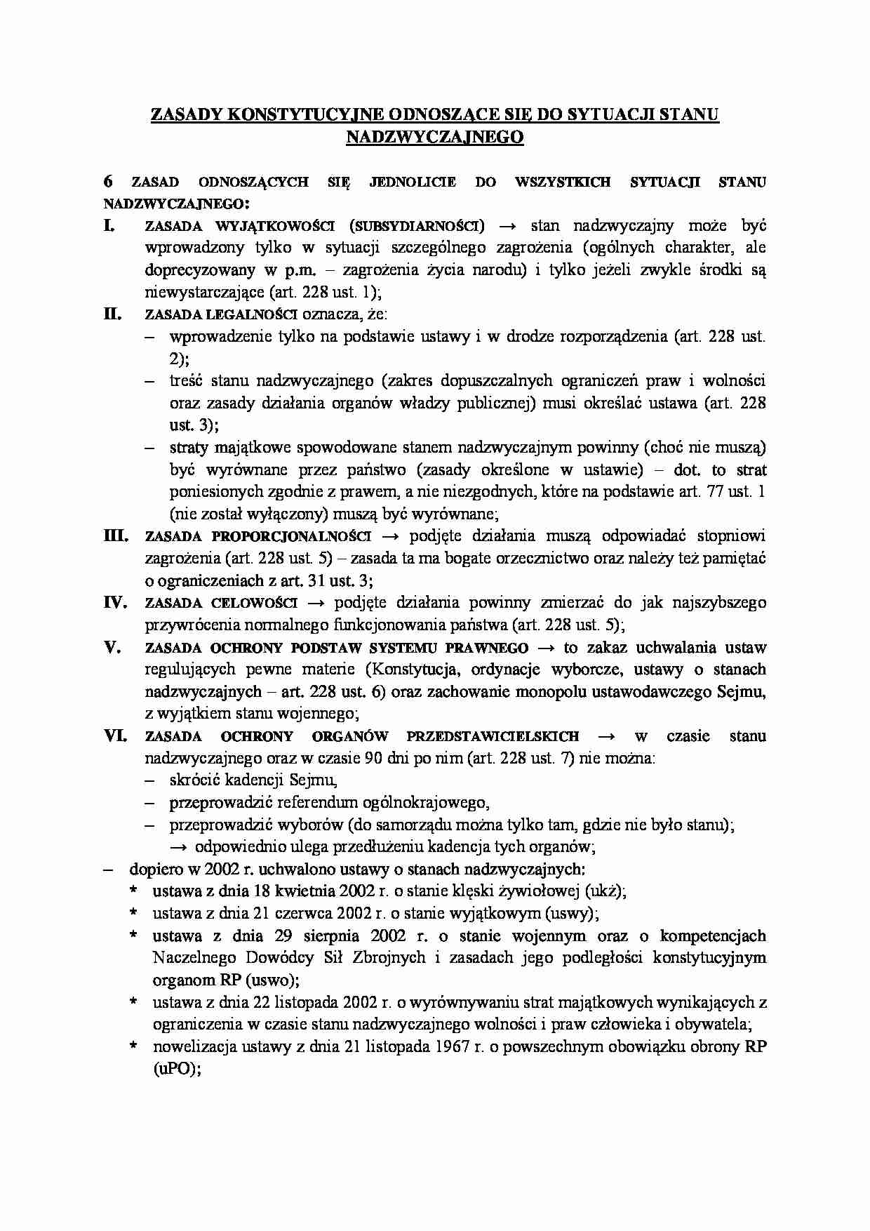 Zasady konstytucyjne - stan nadzwyczajny. - strona 1