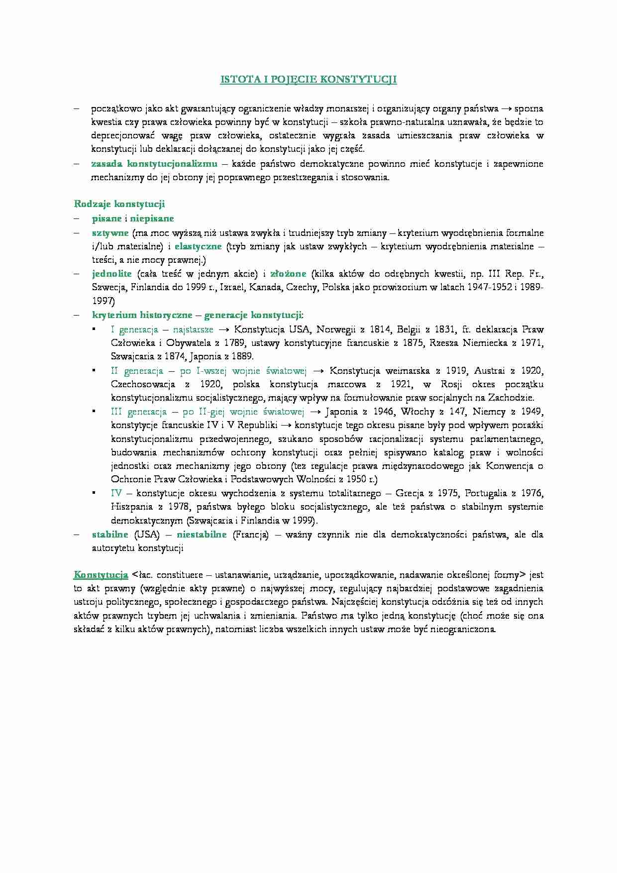 Istota i pojęcie konstytucji. - strona 1