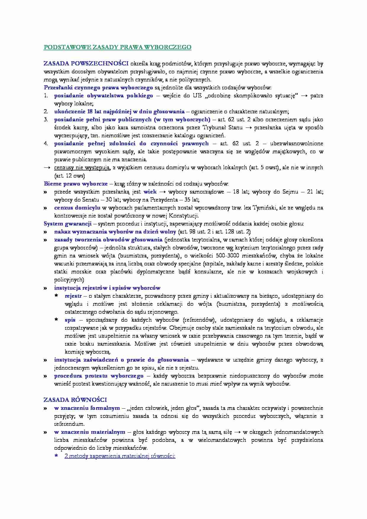 Podtawowe zasady prawa wyborczego. - strona 1
