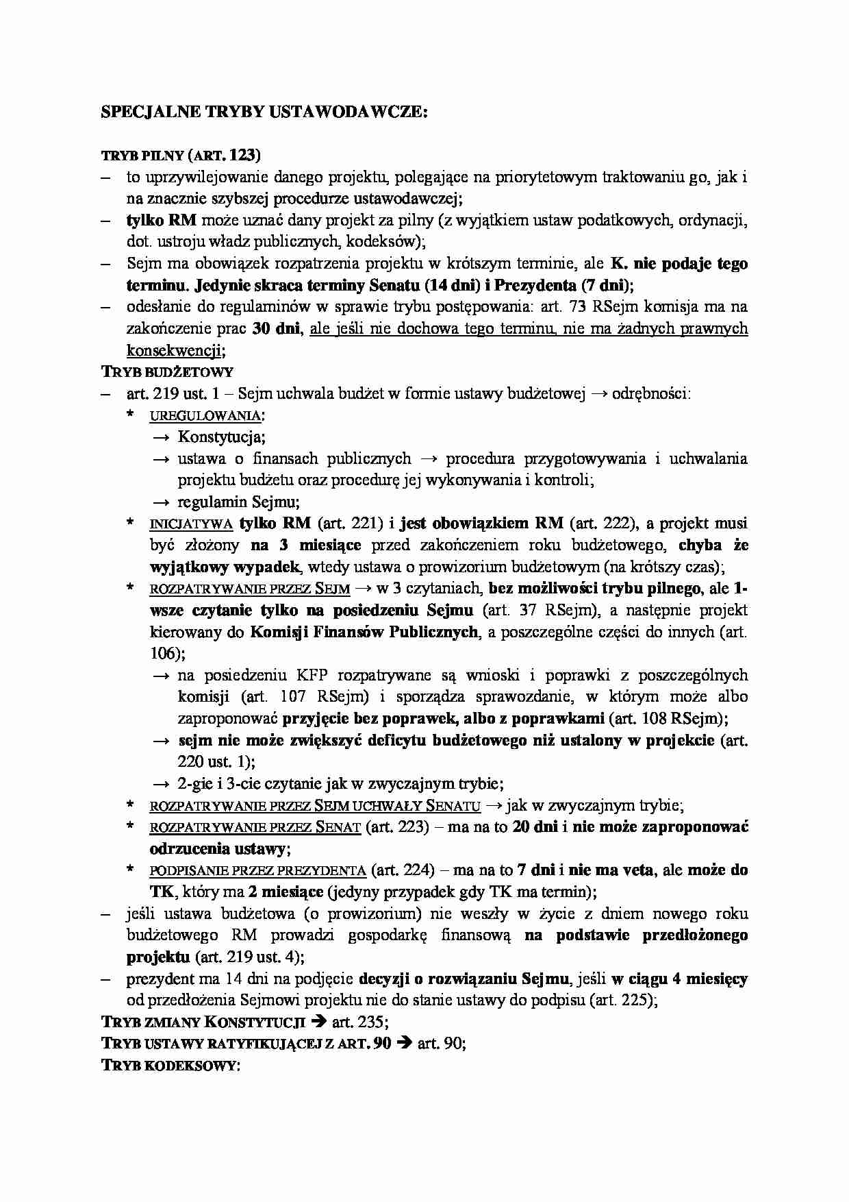 Specjalne tryby ustawodawcze. - strona 1