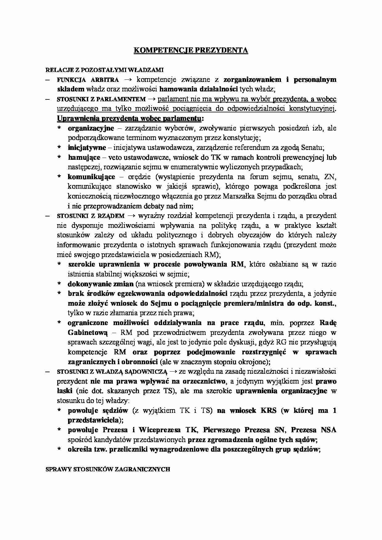 Kompetencje prezydenta. - strona 1
