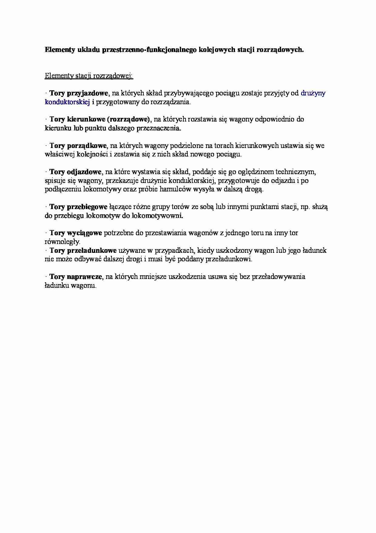 Elementy układu przestrzenno-funkcjonalnego kolejowych stacji rozrządowych - strona 1