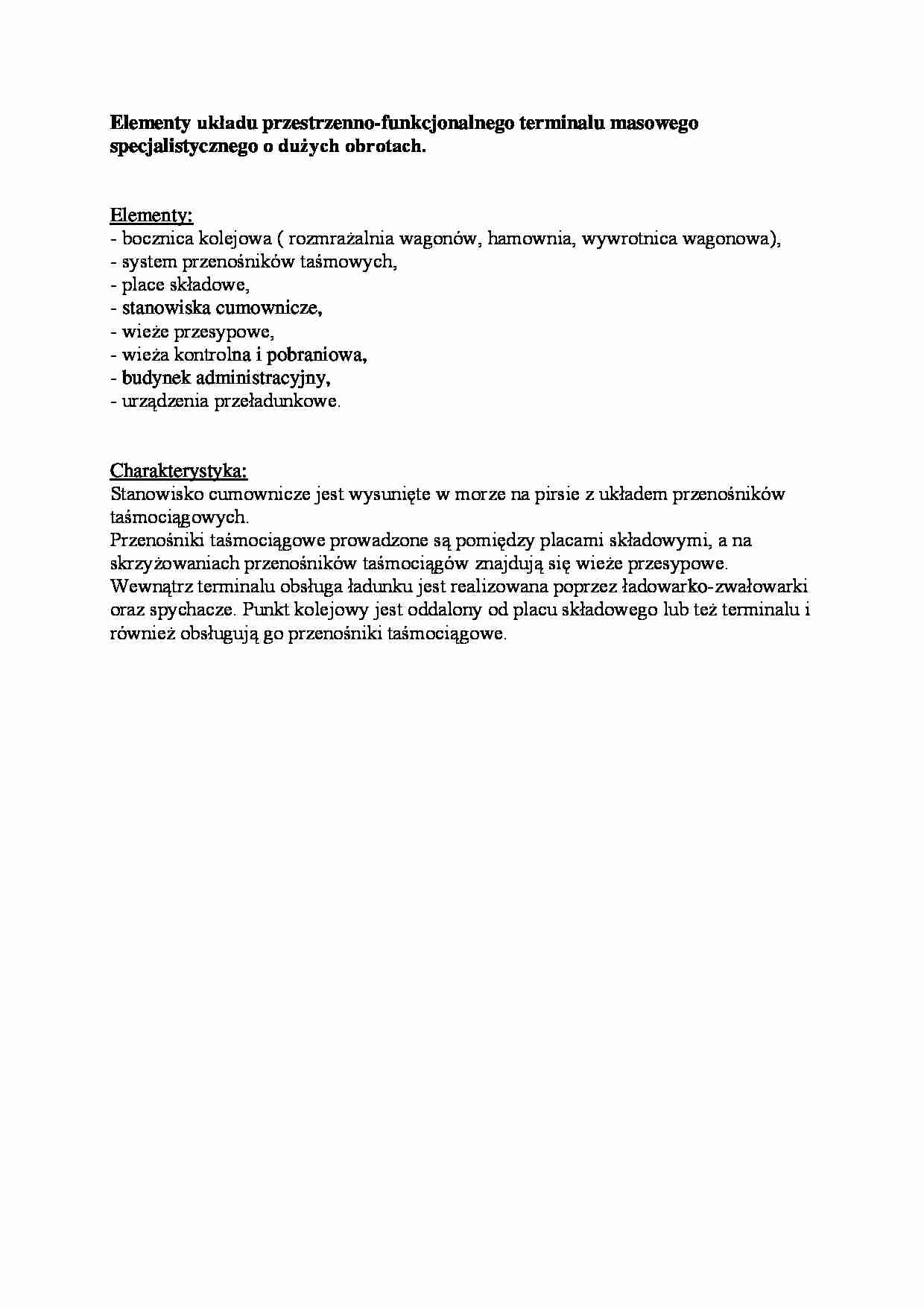 Elementy układu przestrzenno-funkcjonalnego terminalu masowego specjalistycznego o dużych obrotach - strona 1