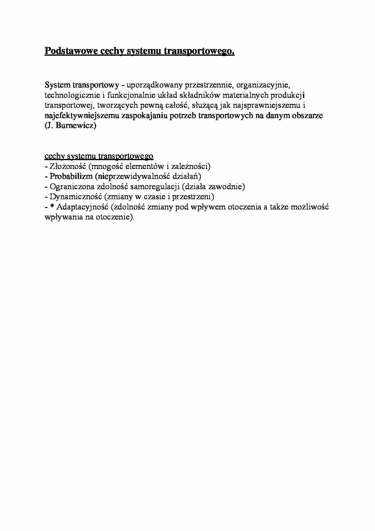 Podstawowe cechy systemu transportowego - strona 1