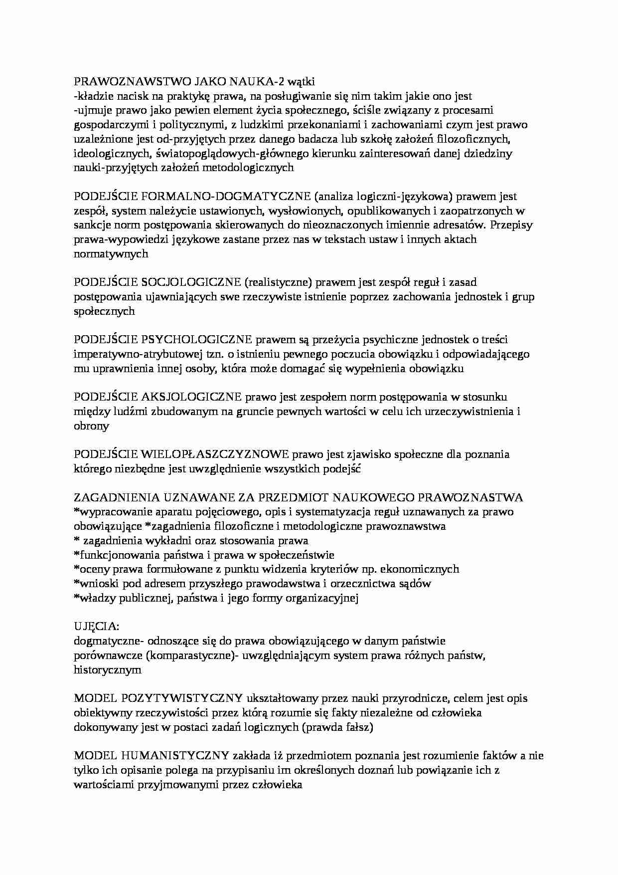 PRAWOZNAWSTWO - myślenie o prawie - strona 1