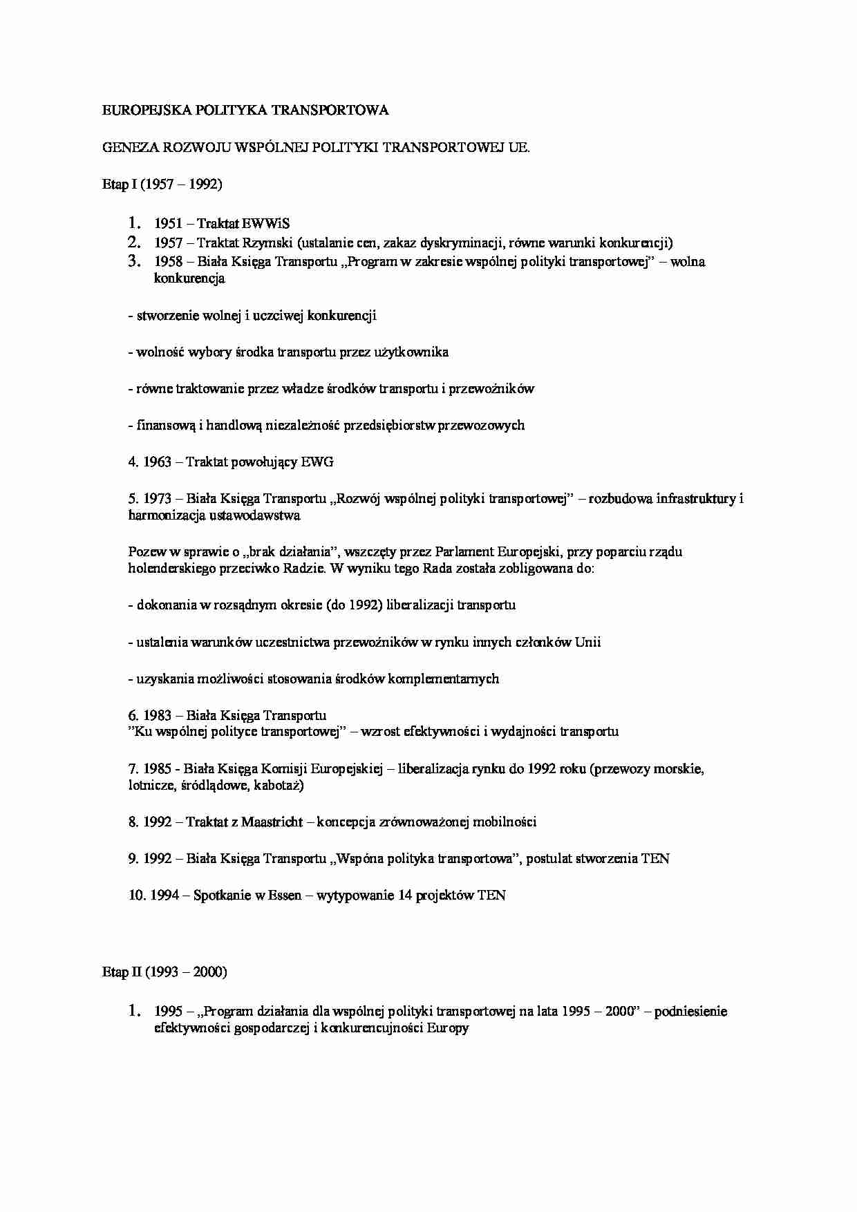 Europejska polityka transportu - strona 1