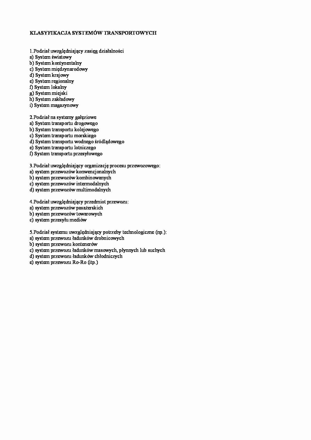 Klasyfikacja systemów transportowych - strona 1