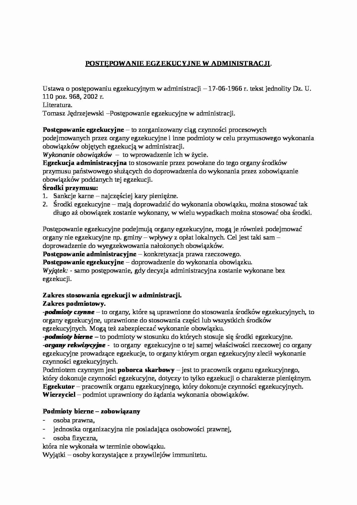 Postepowanie egzekucyjne - strona 1