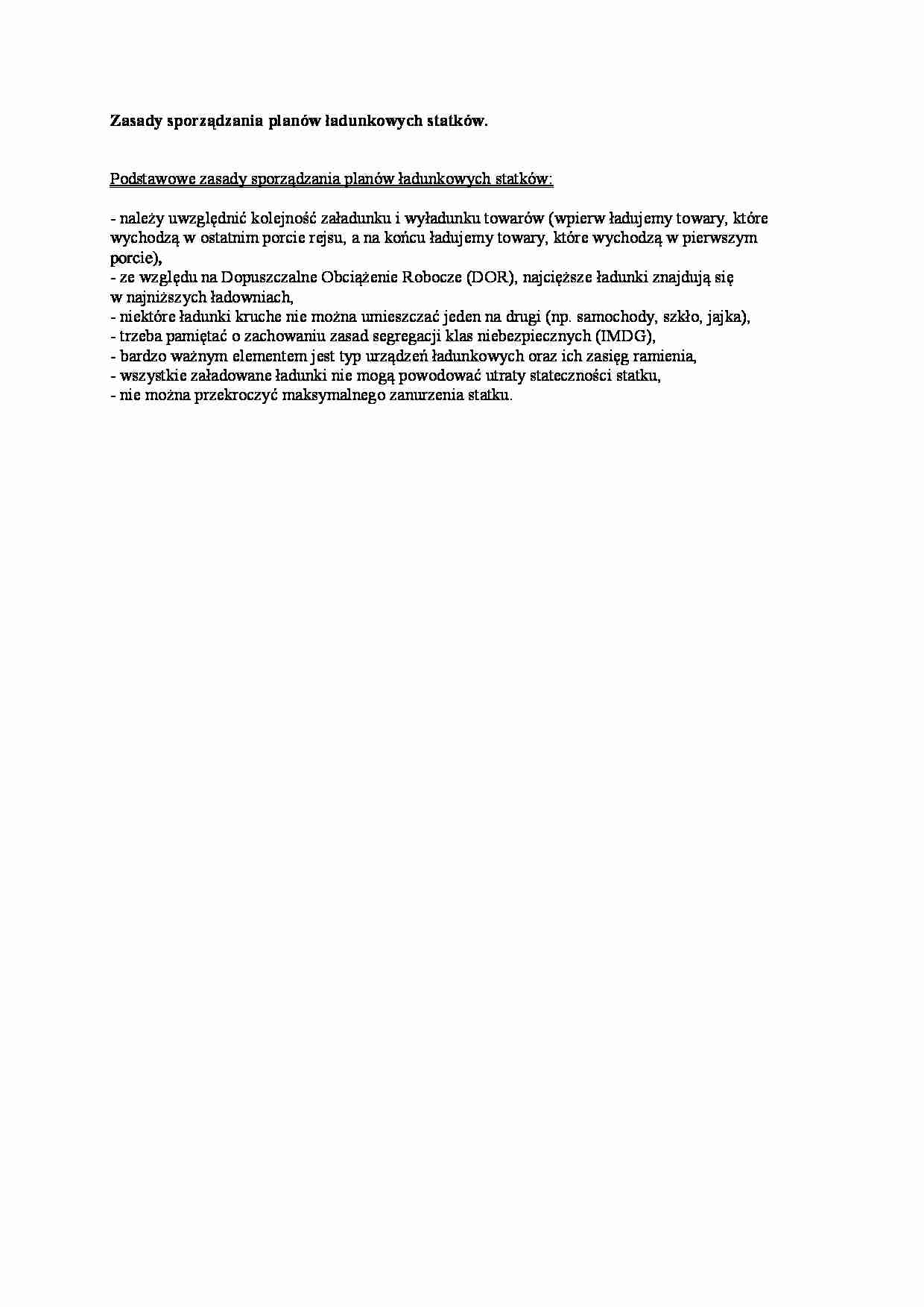 Zasady sporządzania planów ładunkowych statków - strona 1