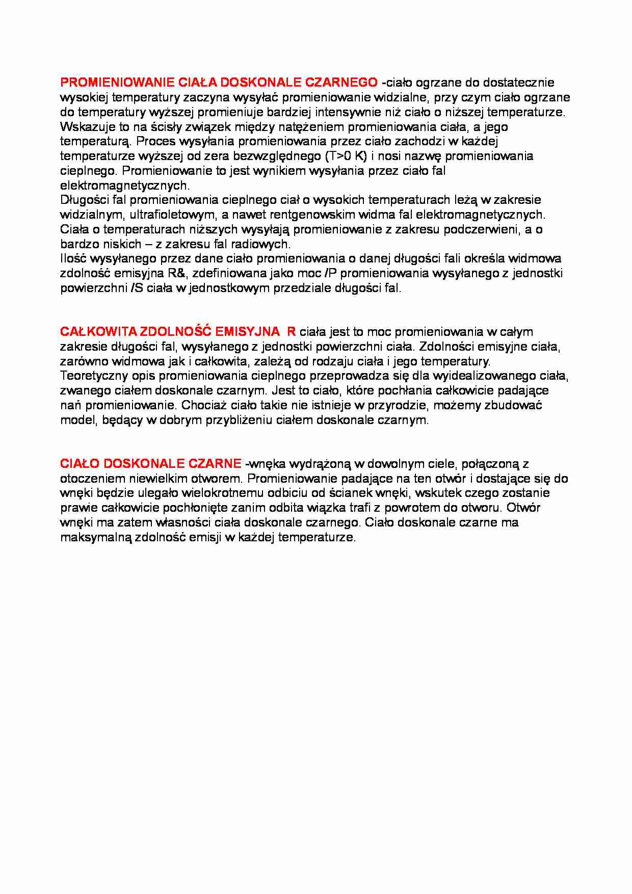 Ciało doskonale czarne - promieniowanie - strona 1