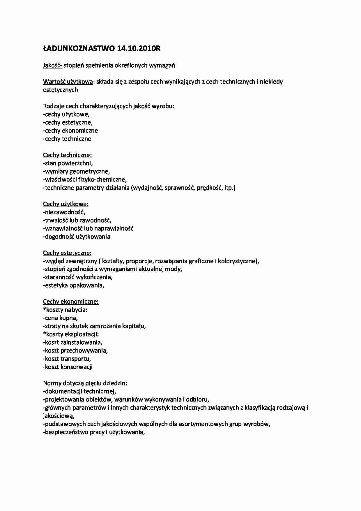 Cechy charakteryzujące jakość wyrobu - strona 1