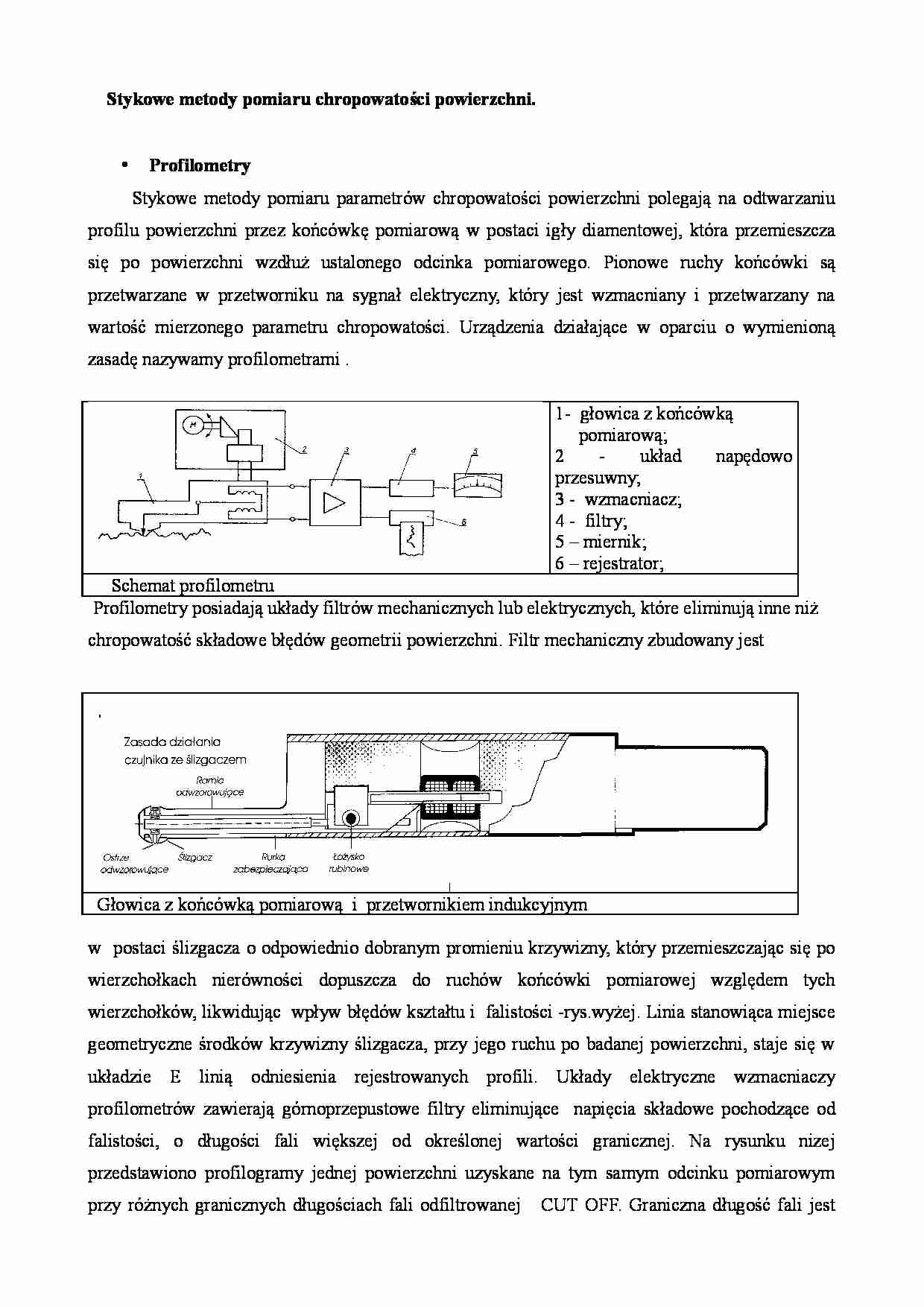 Stykowe metody pomiaru chropowatości powierzchni - strona 1