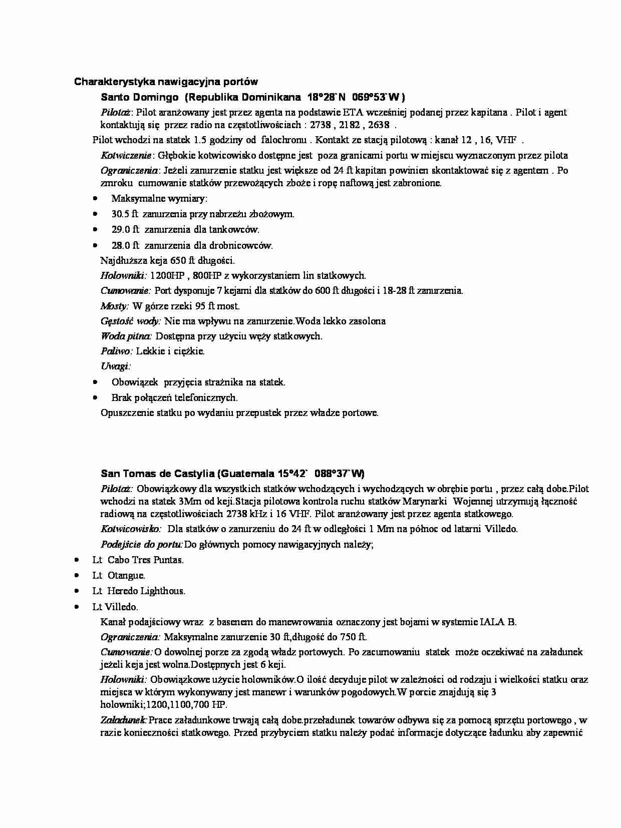 Charakterystyka nawigacyjna portów - strona 1