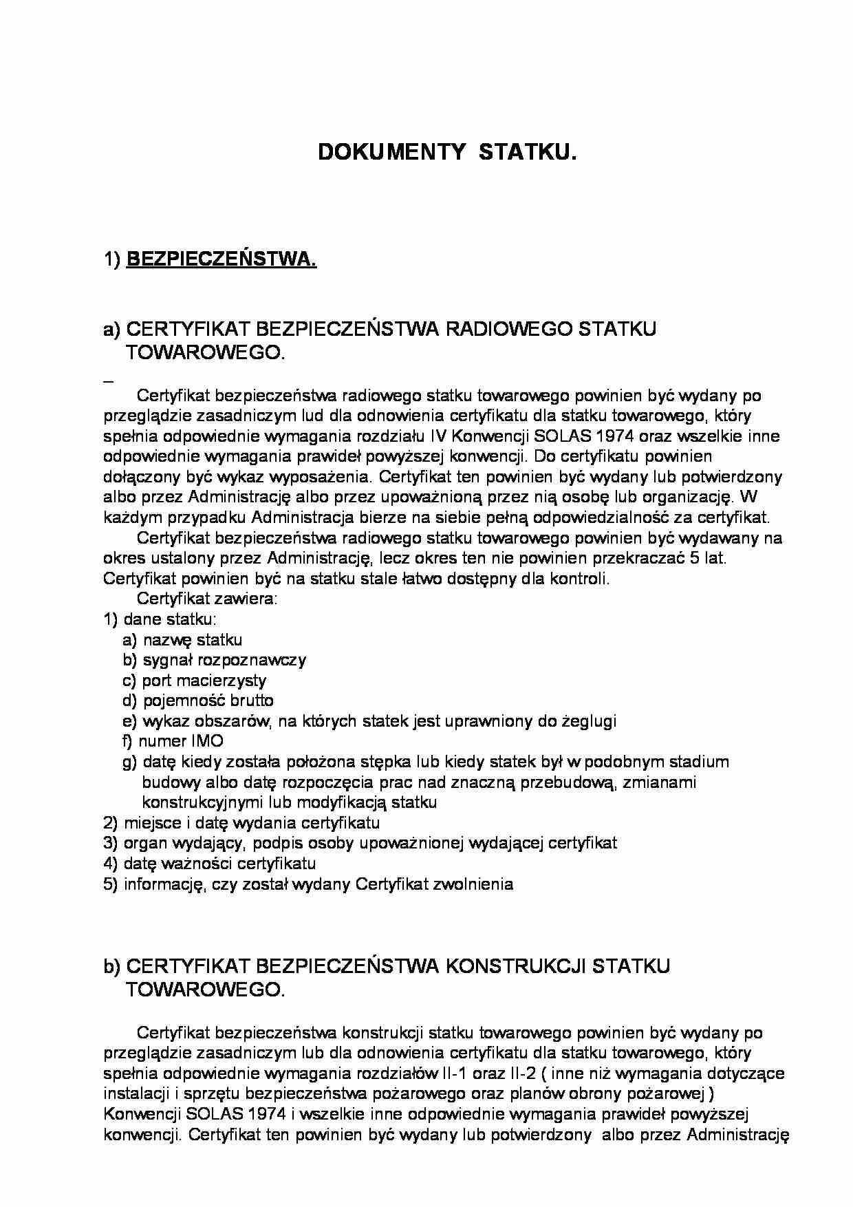 Dokumenty statku - strona 1