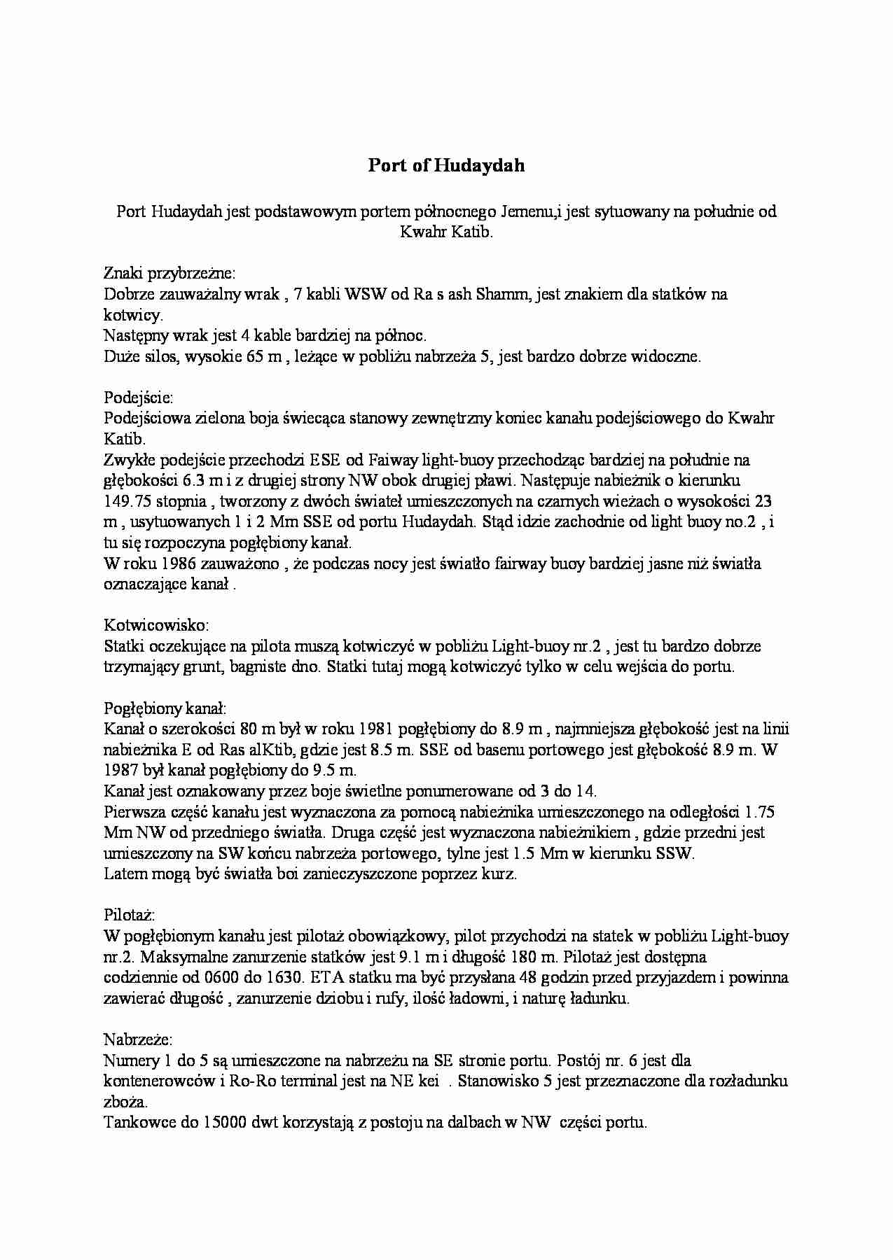 Port Hudaydah, Jemen - strona 1