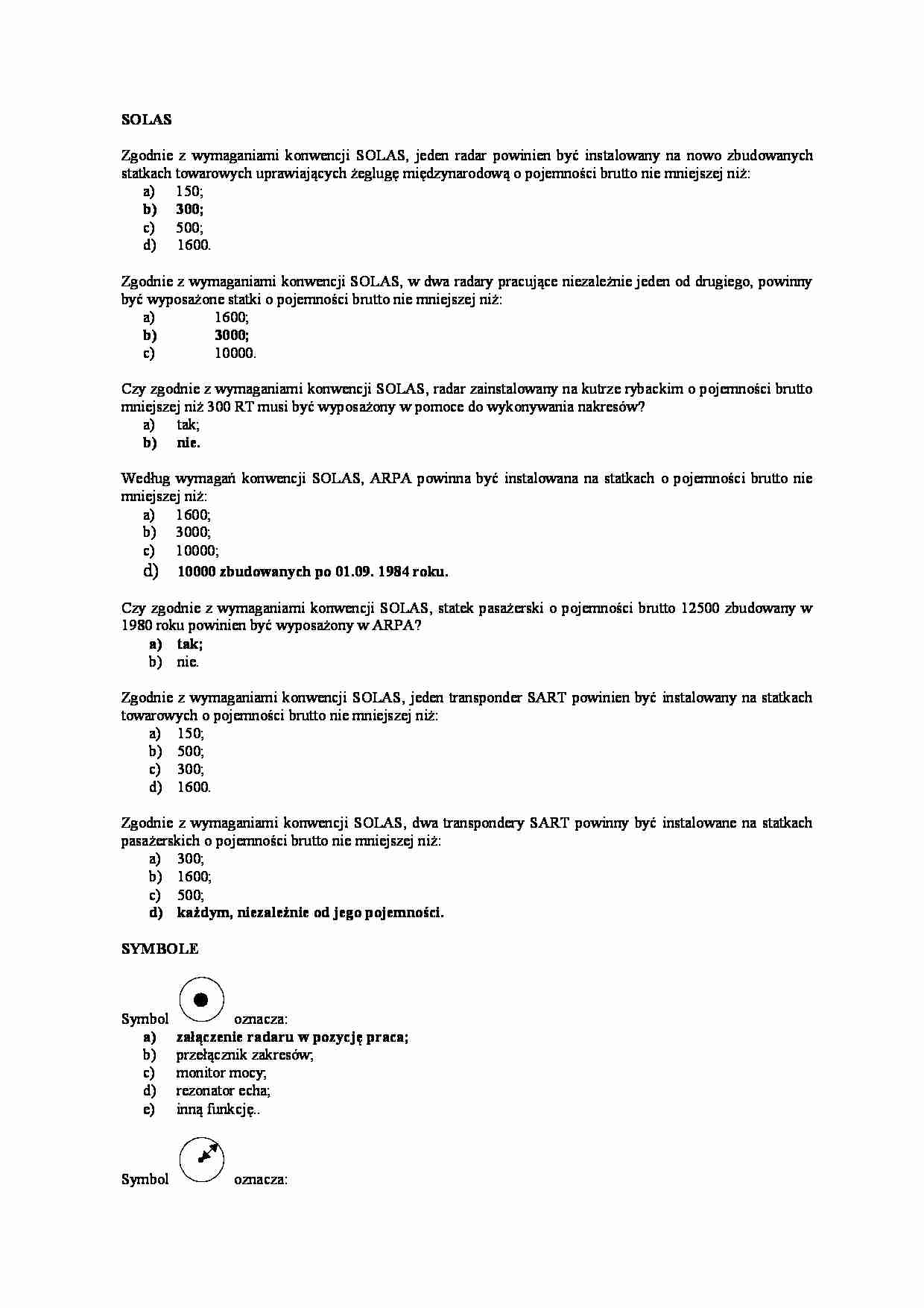 SOLAS - test z odpowiedziami - strona 1