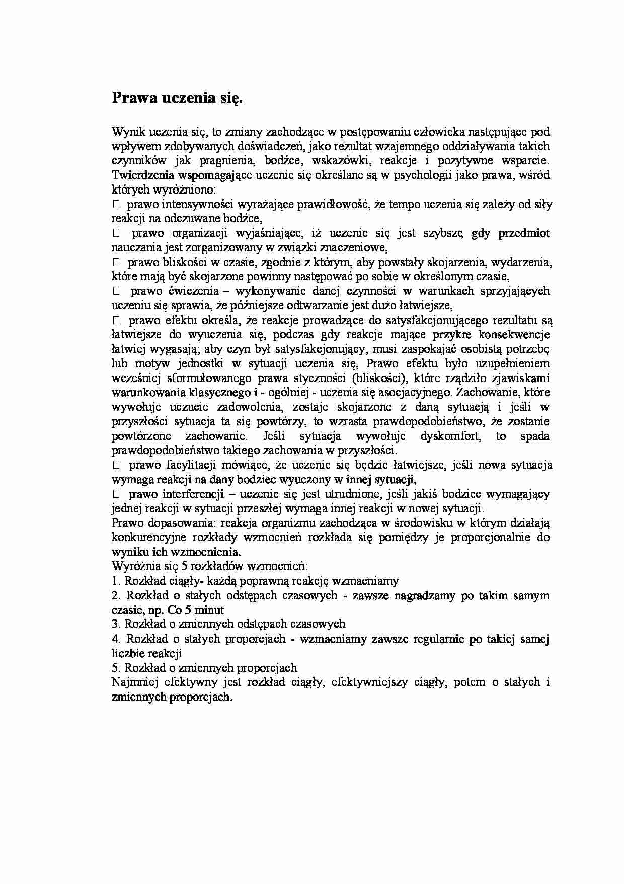 Prawa uczenia się - strona 1