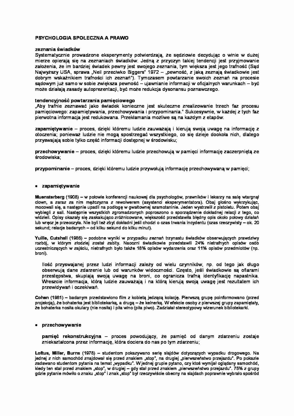 PSYCHOLOGIA SPOŁECZNA A PRAWO - strona 1