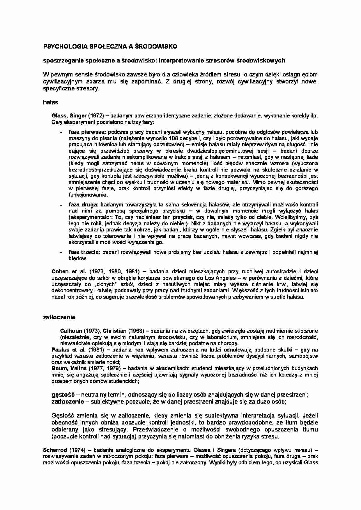 PSYCHOLOGIA SPOŁECZNA A ŚRODOWISKO - strona 1