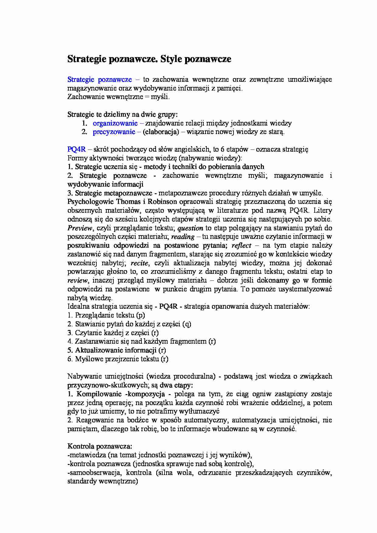 Strategie poznawcze - strona 1