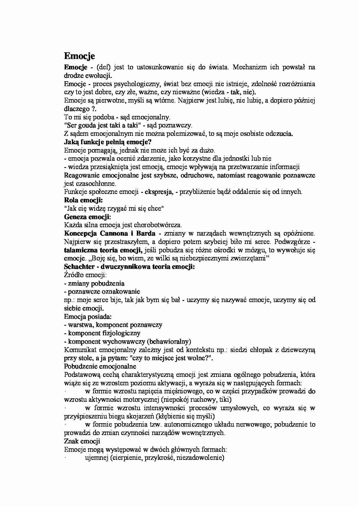 Emocje - Rola emocji - strona 1