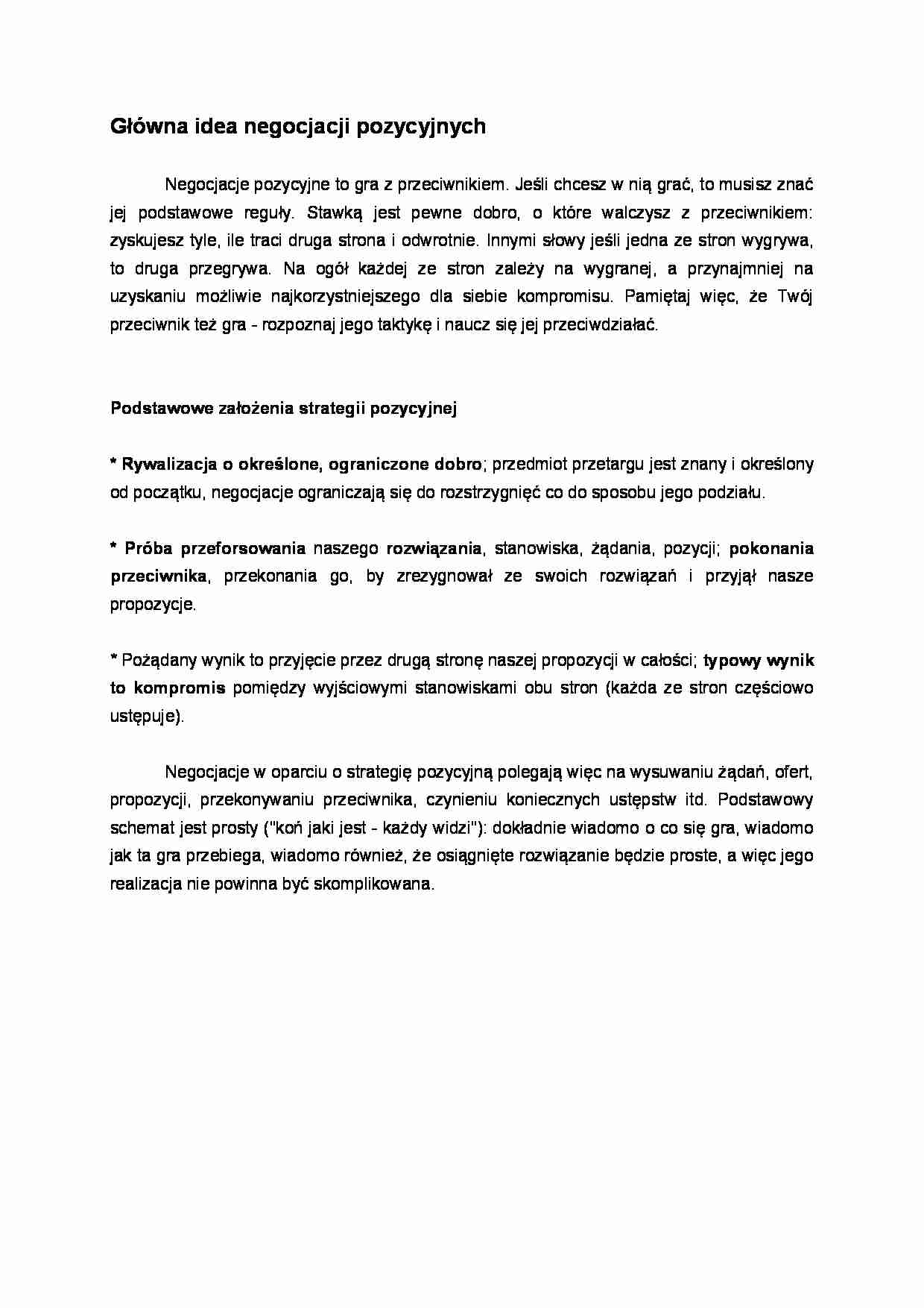 Główna idea negocjacji pozycyjnych - strona 1