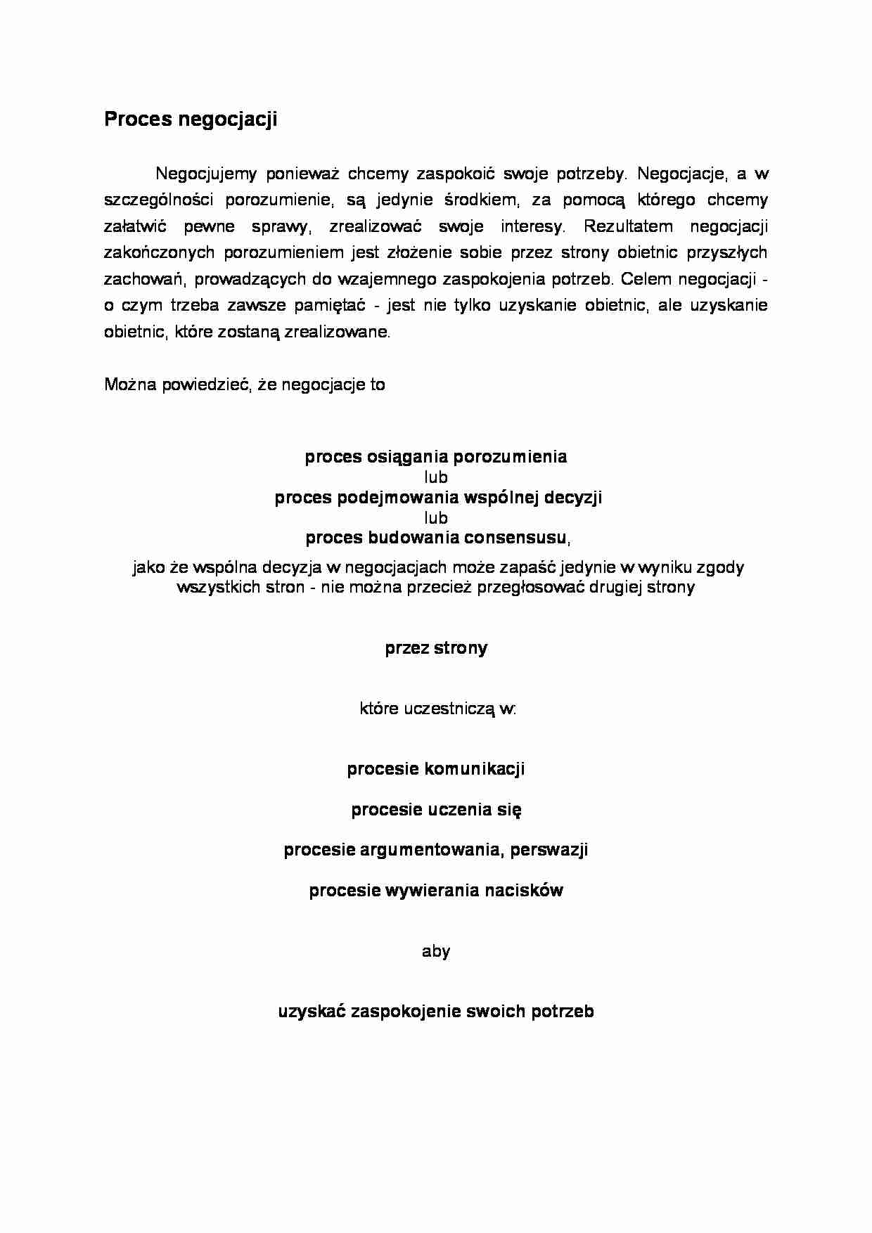 Proces negocjacji - strona 1