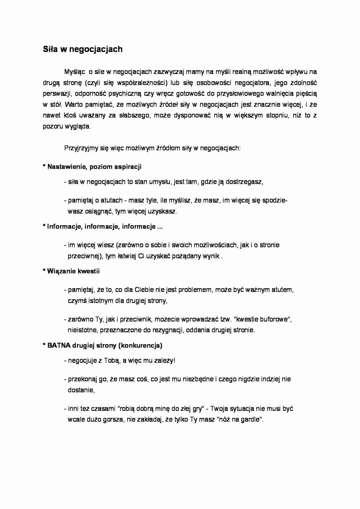 Siła w negocjacjach - strona 1
