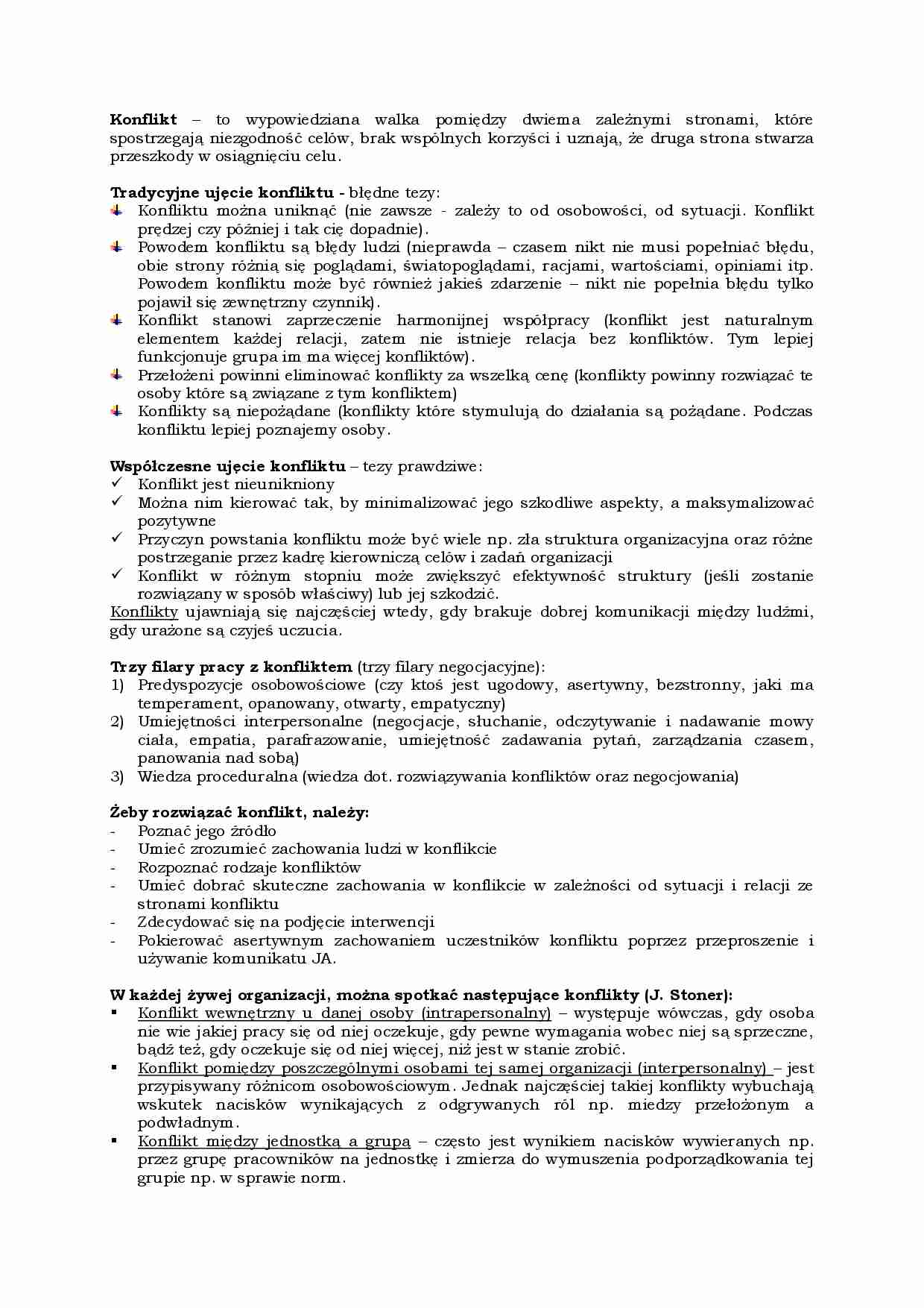 Konflikt - Wzorzec konfliktu M. Deutsch - strona 1