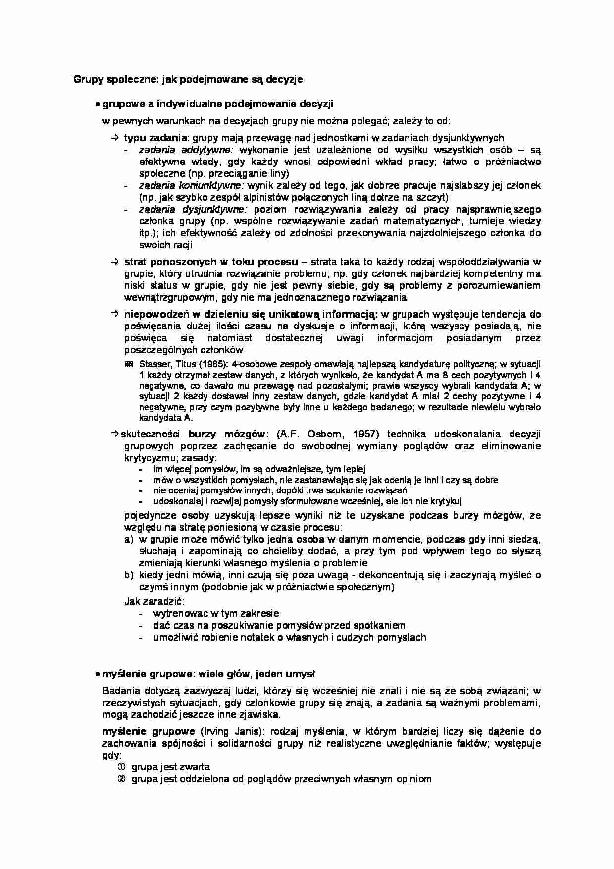 Grupy społeczne - podejmowanie decyzji - strona 1