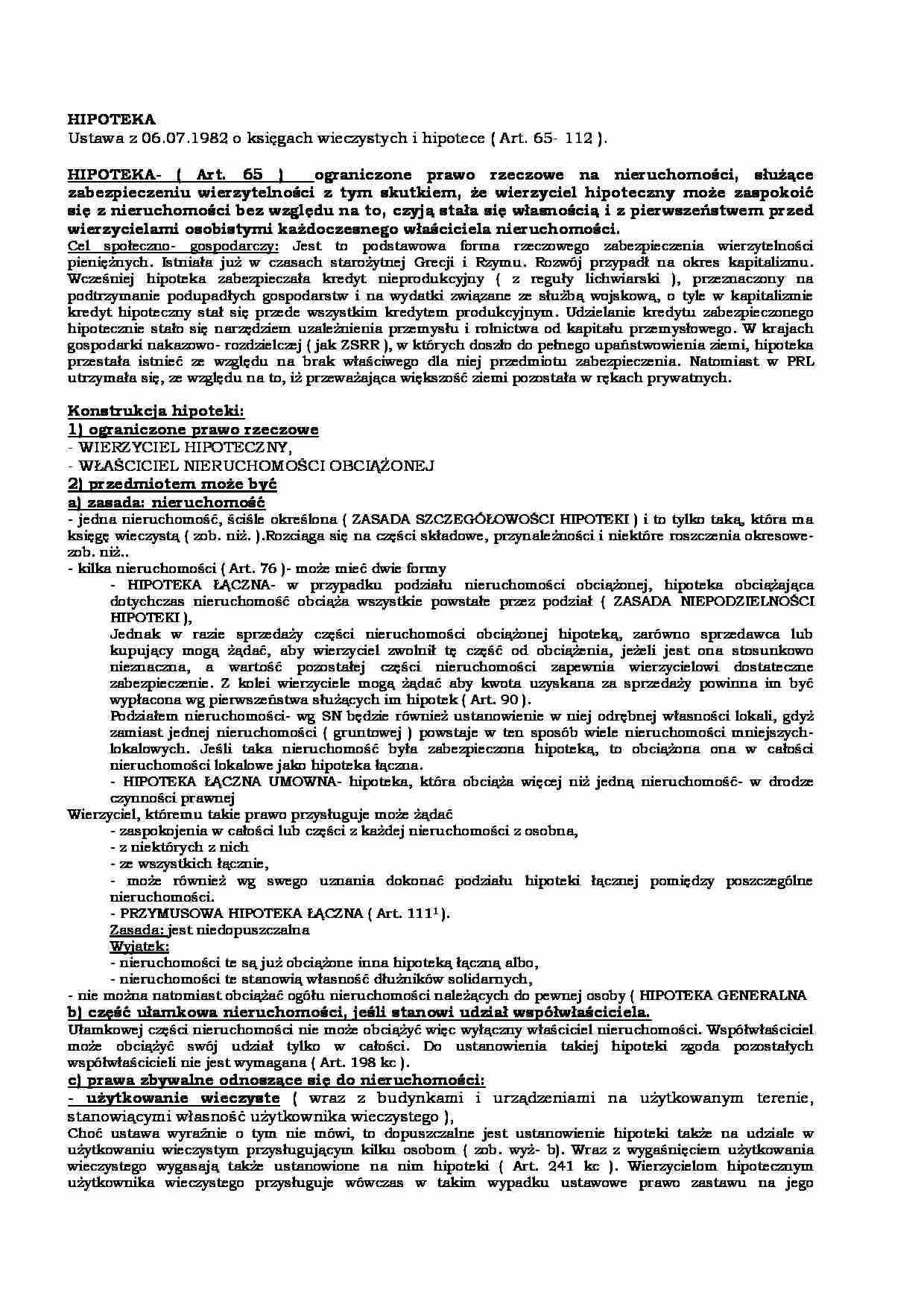 HIPOTEKA - ZOBOWIĄZANIA REALNE - strona 1