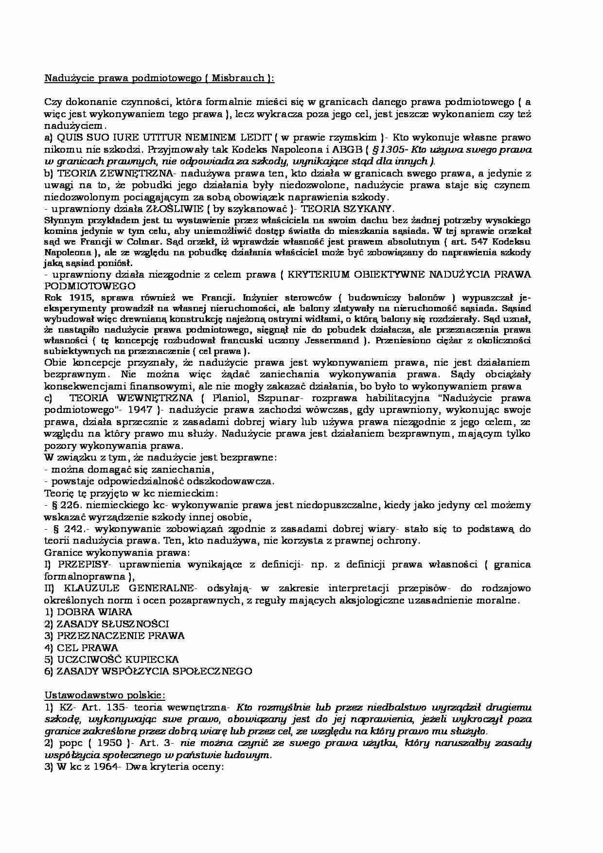Nadużycie prawa podmiotowego - strona 1
