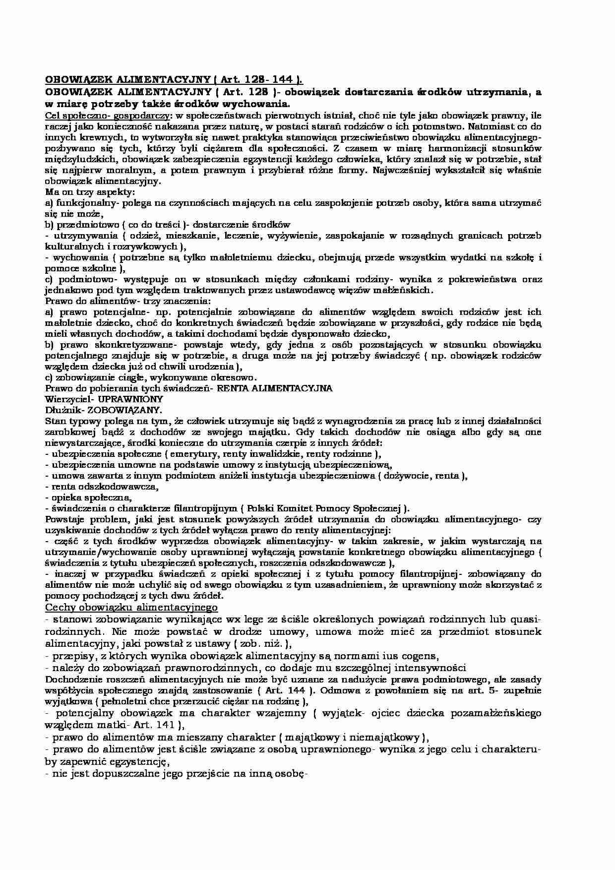 OBOWIĄZEK ALIMENTACYJNY - strona 1