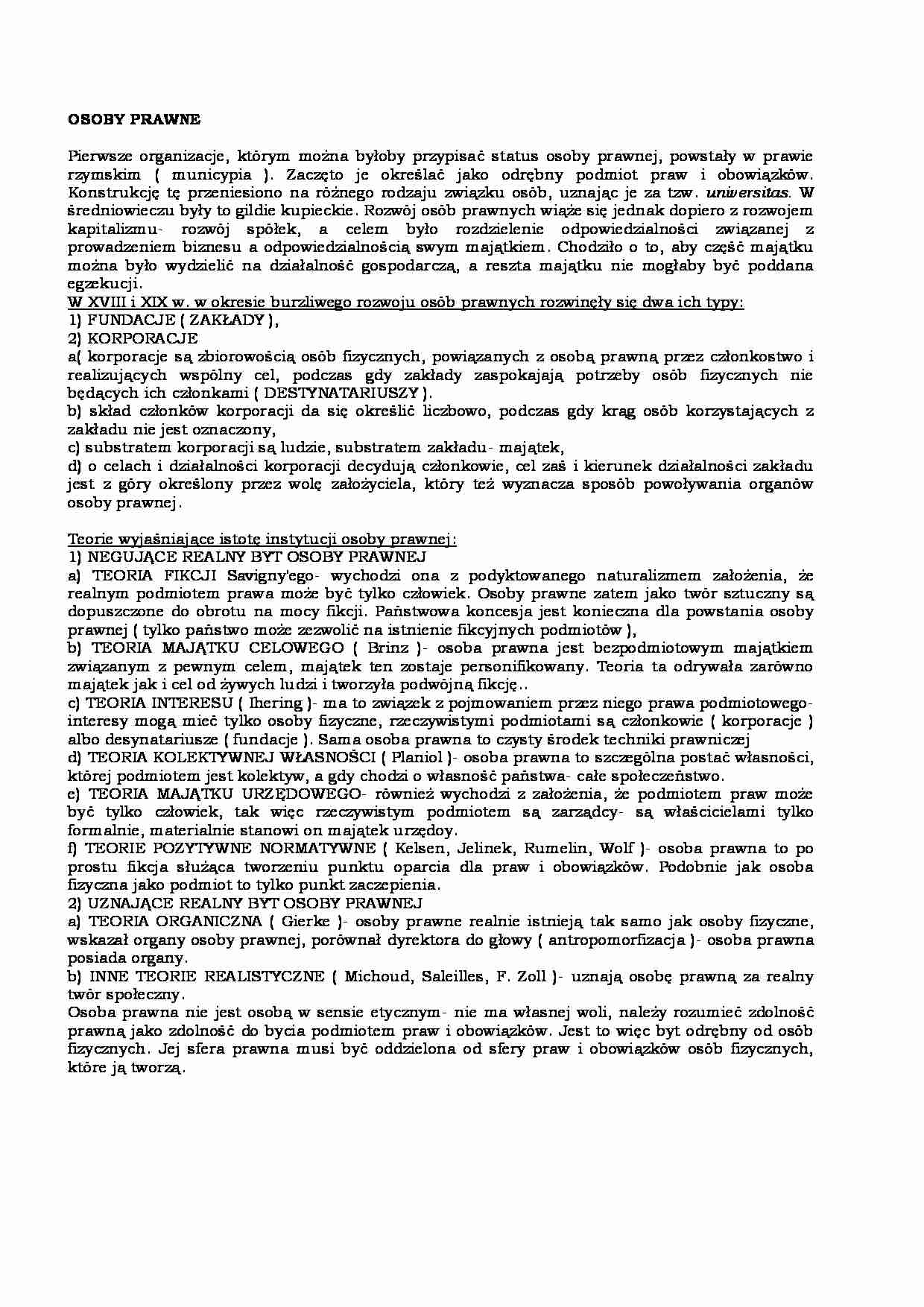 OSOBY PRAWNE - Fundacje, korporacje - strona 1