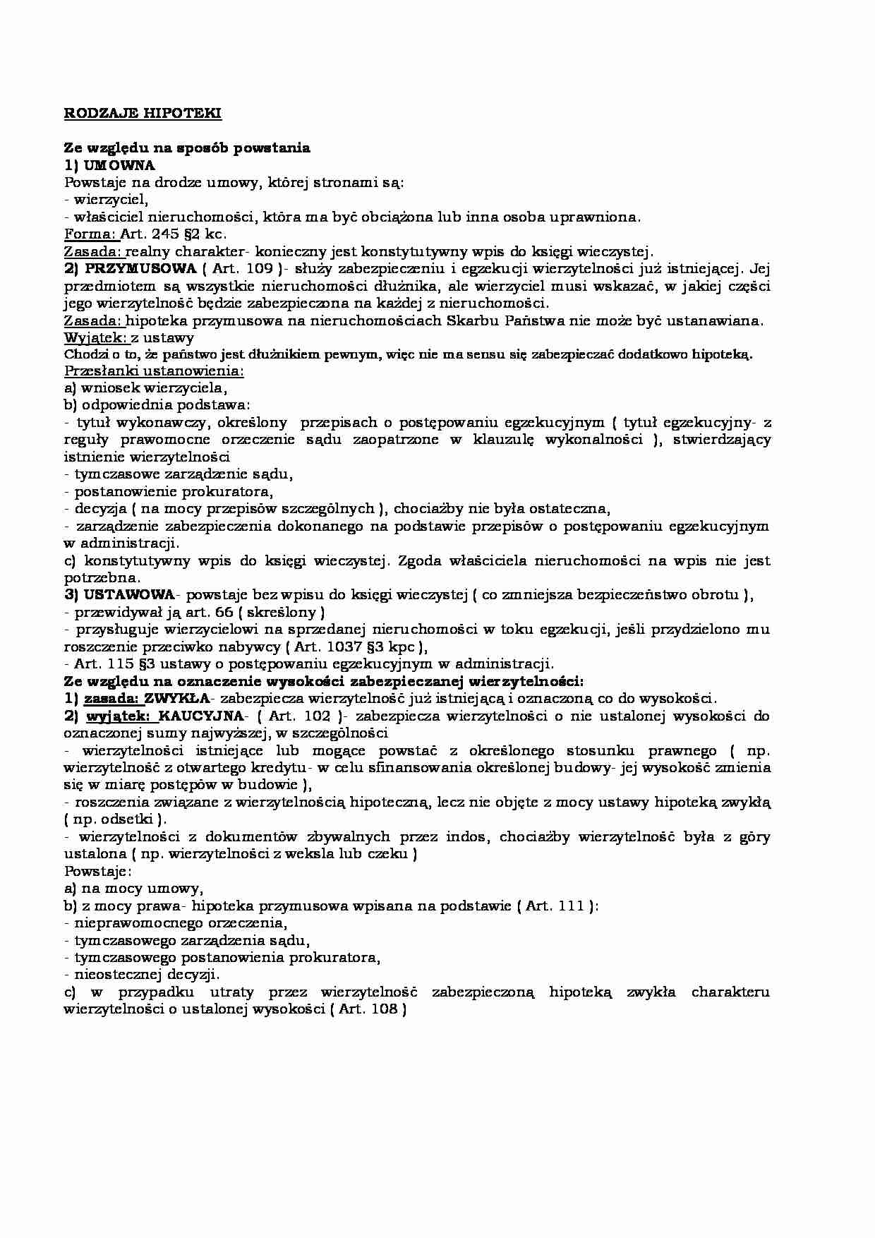 RODZAJE HIPOTEKI - strona 1