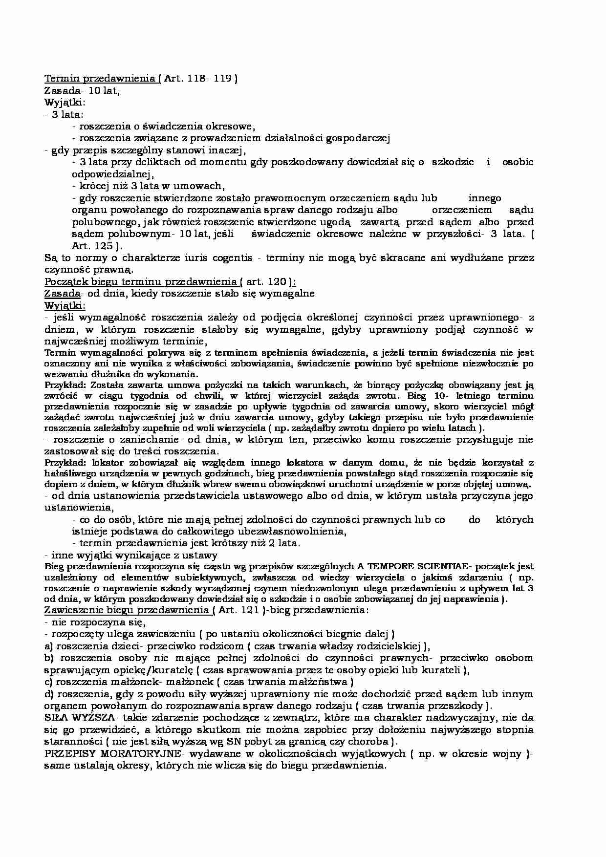 Termin przedawnienia i jego bieg - strona 1