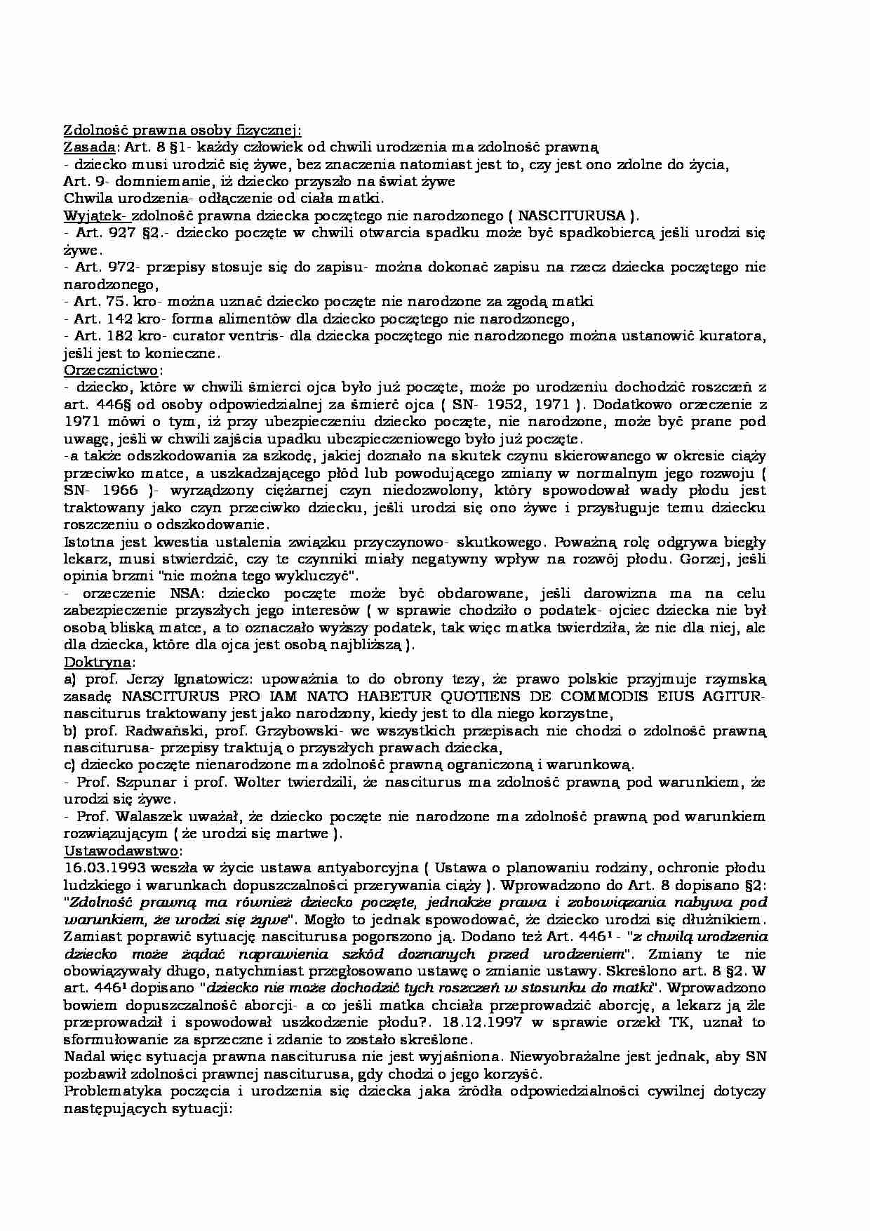 Zdolność prawna osoby fizycznej - strona 1