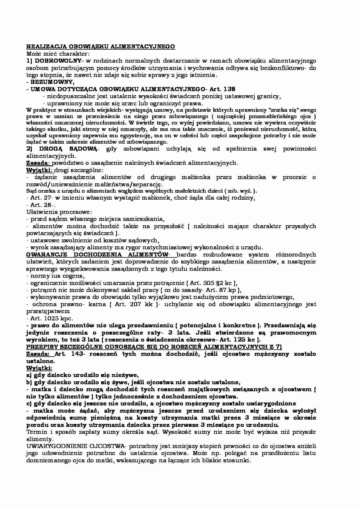 REALIZACJA OBOWIĄZKU ALIMENTACYJNEGO - strona 1