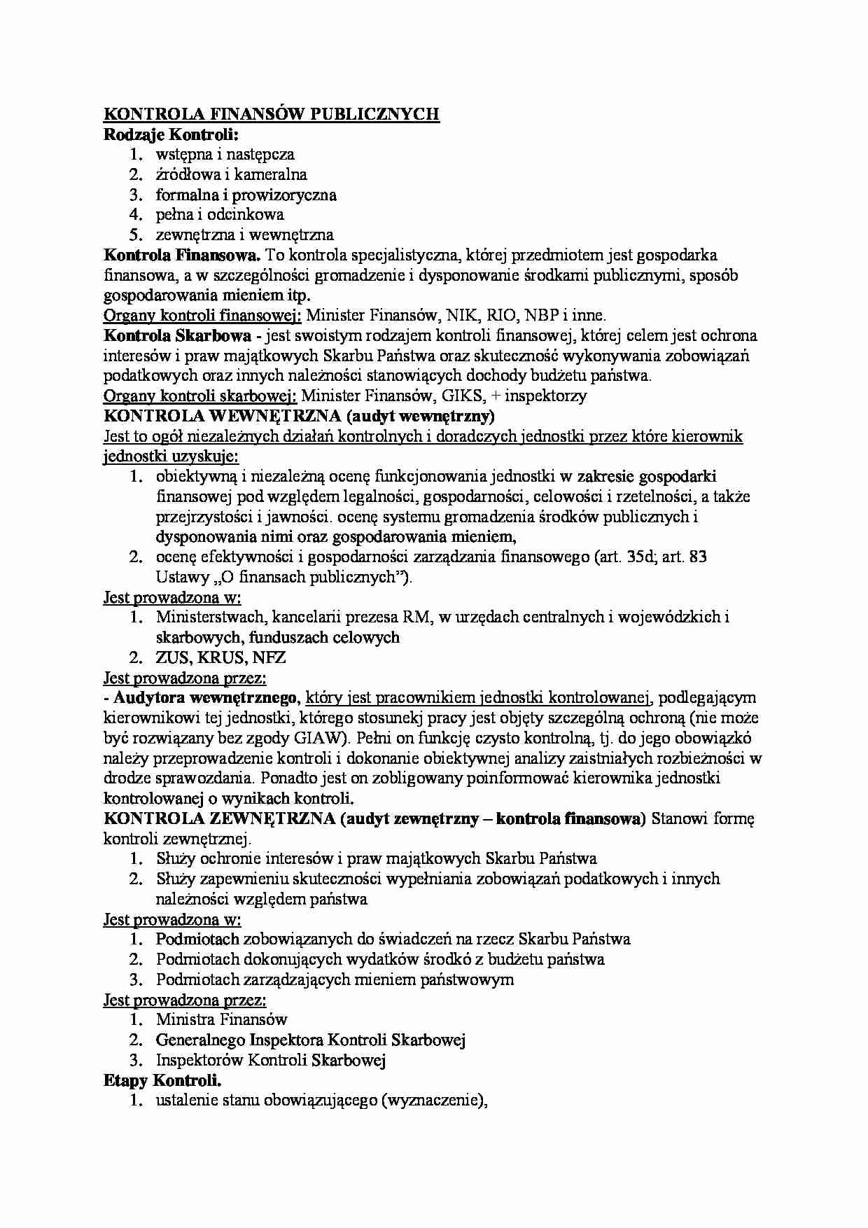 KONTROLA FINANSÓW PUBLICZNYCH - strona 1