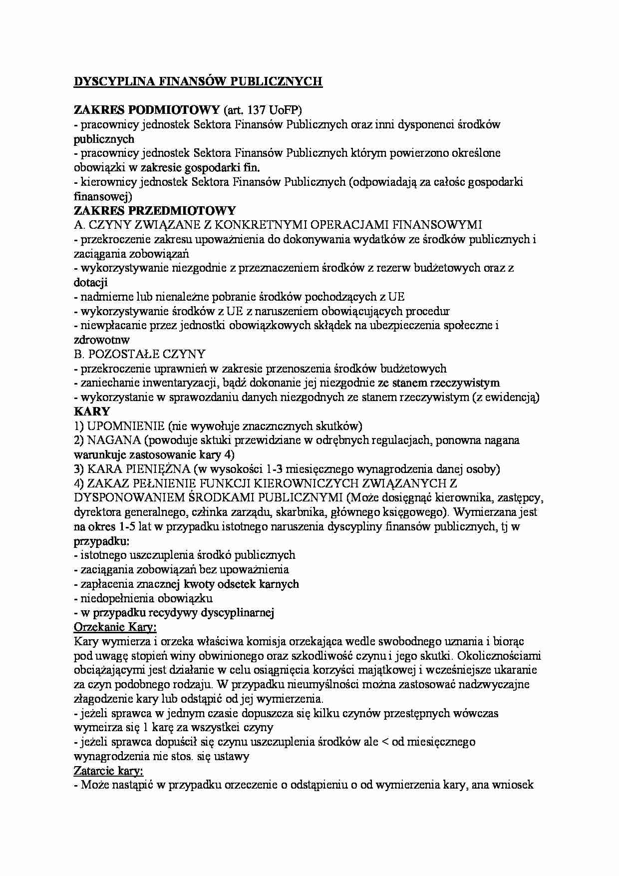 DYSCYPLINA FINANSÓW PUBLICZNYCH ZAKRES PODMIOTOWY  - strona 1