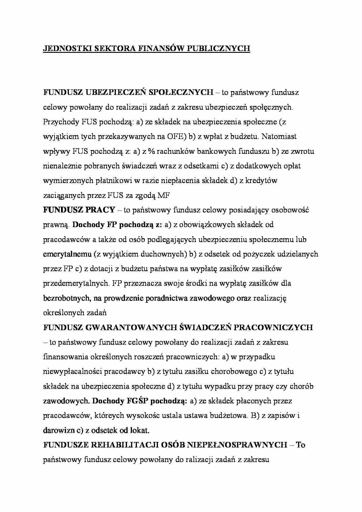 JEDNOSTKI SEKTORA FINANSÓW PUBLICZNYCH - strona 1