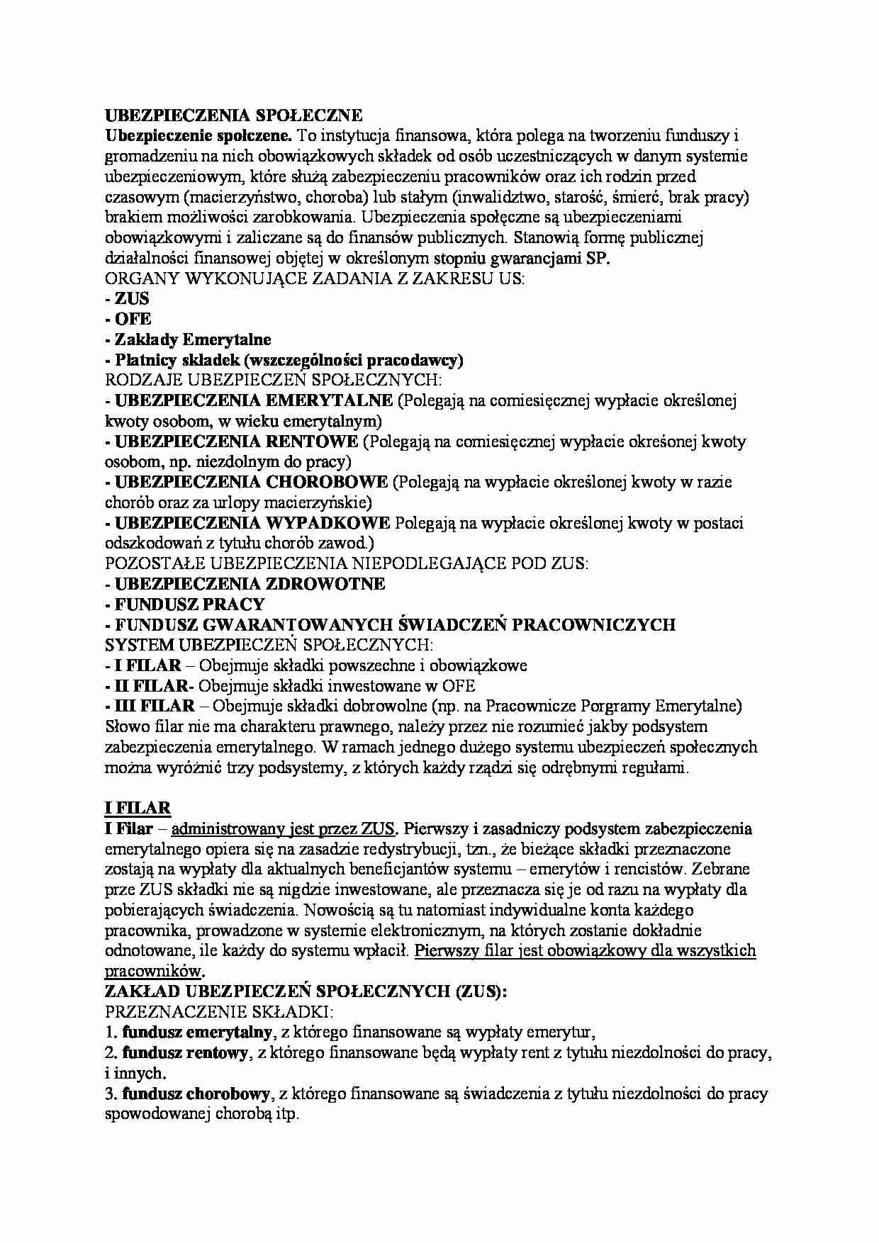 UBEZPIECZENIA SPOŁECZNE - strona 1