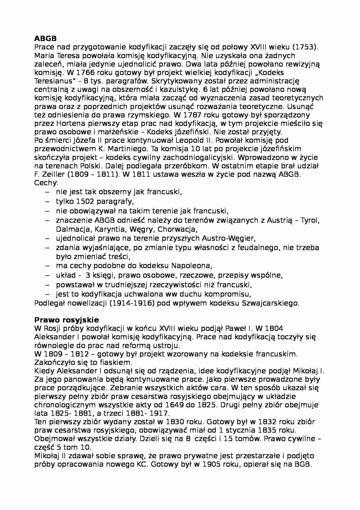 Allgemeines Bürgerliches Gesetzbuch - wykład - strona 1
