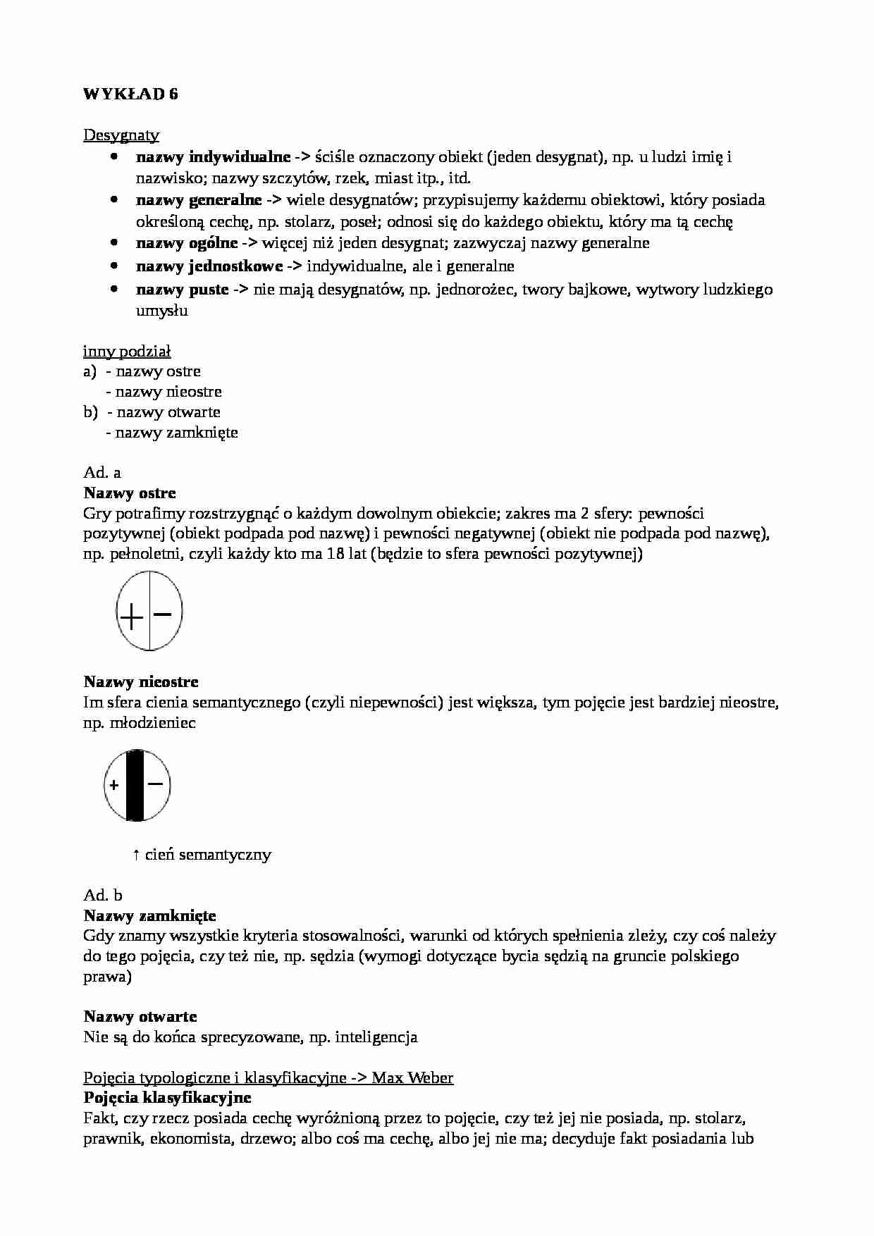 Desygnaty, podział - wykład - strona 1