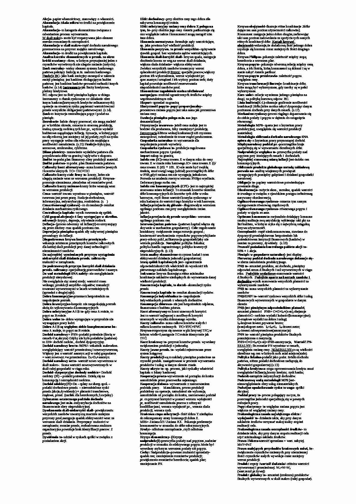 Pojęcia z podstaw ekonomii - strona 1