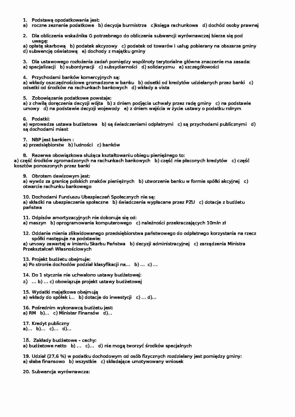 Finanse - testy - strona 1