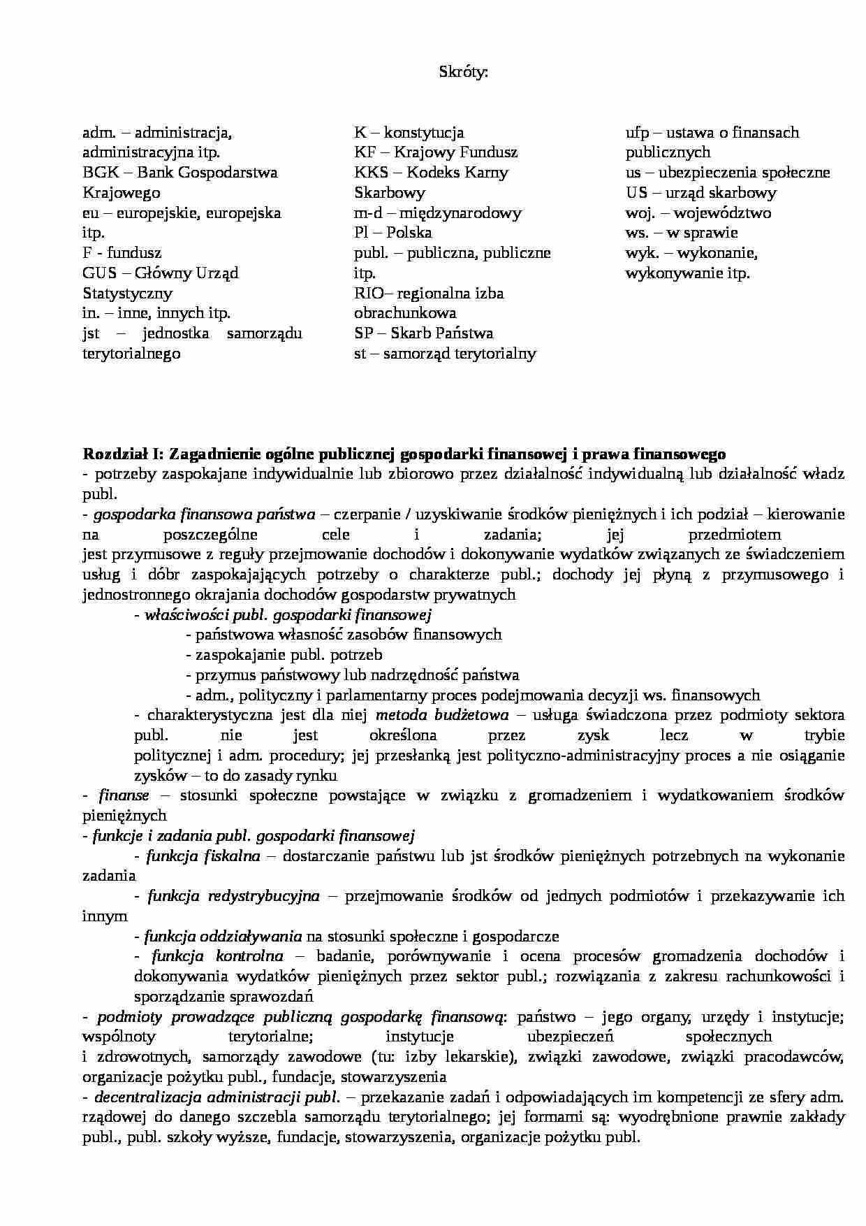 Polskie prawo finansowe - opracowanie - strona 1