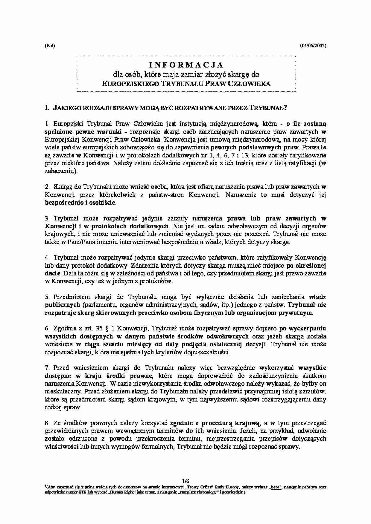 Informacje dla osób składających skargę - strona 1